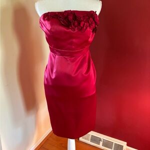 Antonio Melani Red Cocktail Dress with Floral Embellishments